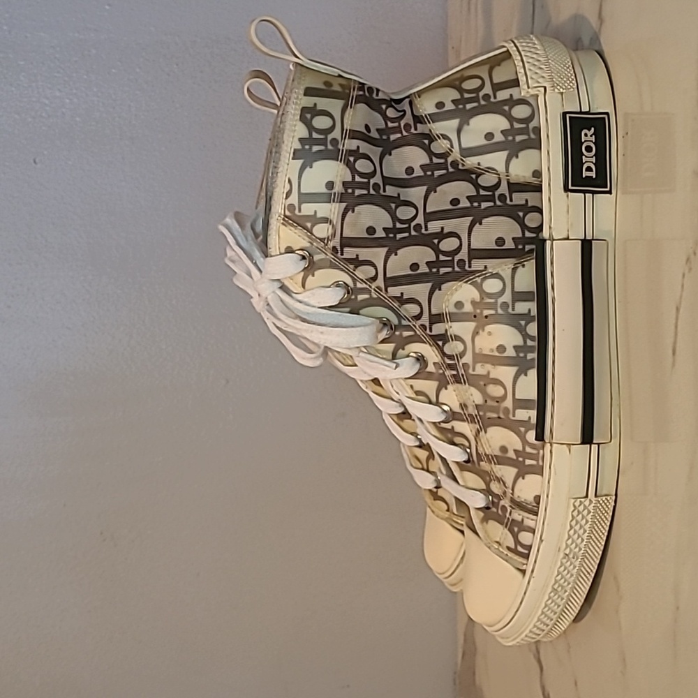 Christian Dior B23 League HighTop Oblique Patchwork White Black Sneakers Mens 7 - Picture 5 of 16